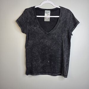 Y2k mineral wash vneck top sz L